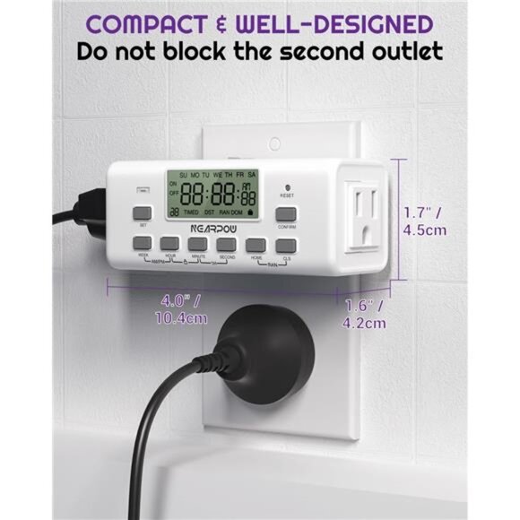 Digital Timer For Lamp With Dual Outlets,Programmable Timer In Door,Outlet Timer - Picture 4 of 7